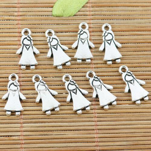 24pcs tibetan silver color 2sided little girl design charms EF2192