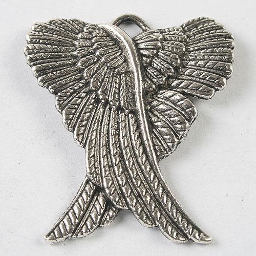 3pcs dark silver tone angel wing pendant 45x40mm h3826