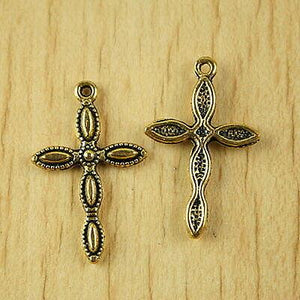 20pcs dark gold-tone floral cross charms h2055