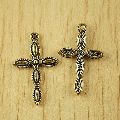 20pcs dark gold-tone floral cross charms h2055