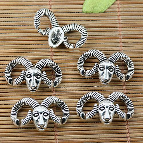 16pcs tibetan silver tone sheep horn head design EF1797