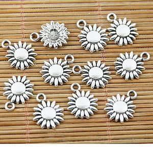 30pcs tibetan silver tone 11.7mm flower charms EF1571