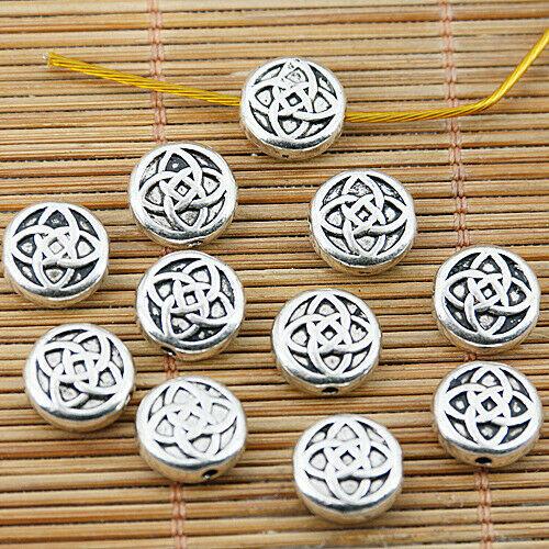 7pcs tibetan silver tone 2sided pattern spacer bead EF1535