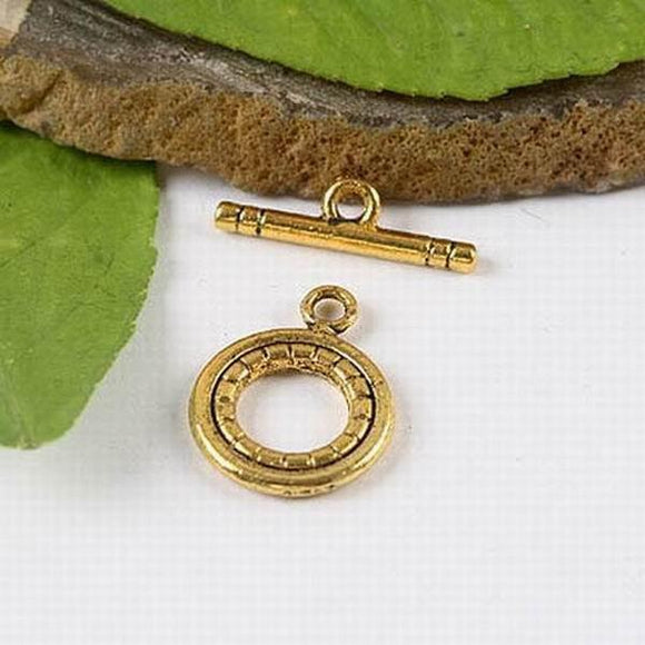 30sets dark gold-tone round toggle clasps h1347