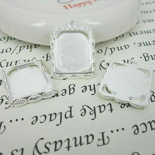 10pcs 20x17mm silver tone picture frame charm G468