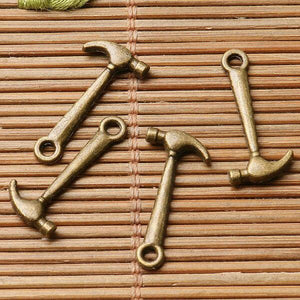 100pcs antiqued bronze color crafted little hammer design charms  EF2935