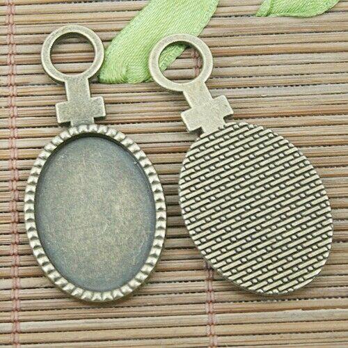 6pc antiqued bronze 18x25mm oval cabochon settings DIY pendant  EF1248