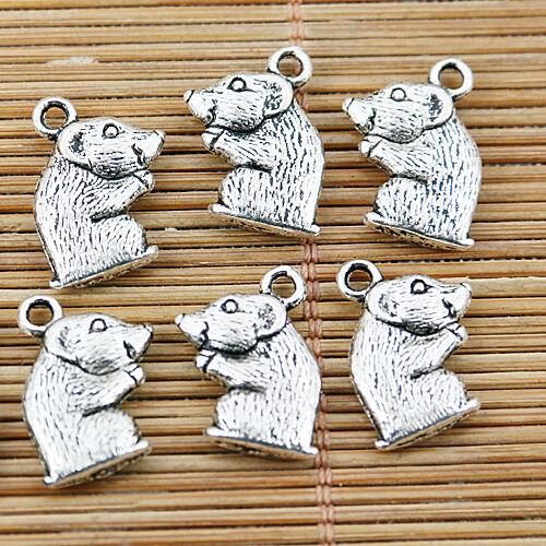 10pcs tibetan silver tone mouse design charms EF1552