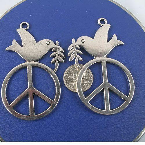 3pcs antiqued silver peace symbol pendant charm G1365