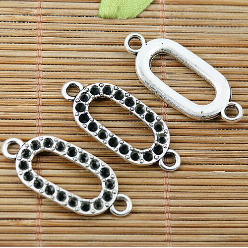 6pcs Tibetan silver tone cameos oval shape connectors EF1853