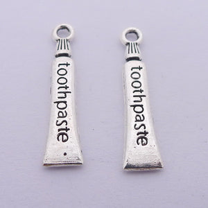 30PCS/Bulk Sale, Antique Silver " Toothpaste " Charm Pendant25mmX15mm B4122