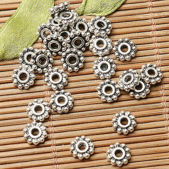 100pcs dark silver color 2sided  daisy flower design  spacer  bead   EF2869