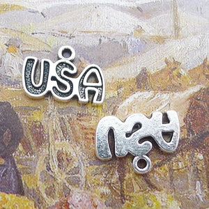 30PCS/Bulk Sale, Antique Silver USA Charm Pendant, Patriotic Charms 15mmX10mm B4312