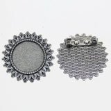 4pcs/lot Tibetan silver COLOR ROUND 20mm/35mm cabochon settings brooch design
