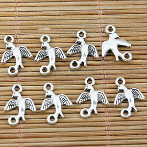 50pcs tibetan silver tone bird design connector EF1551