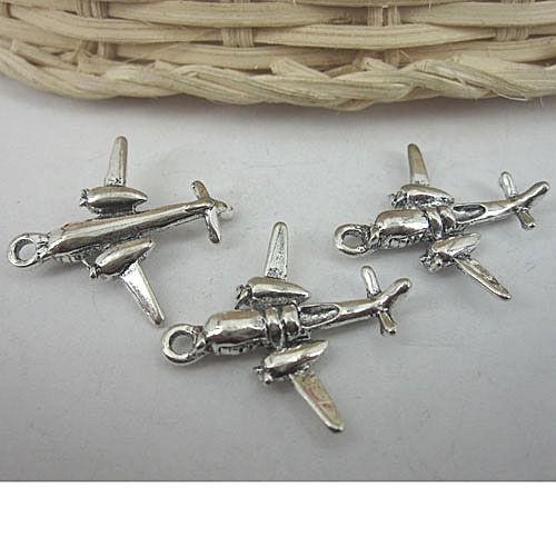 10pcs antiqued silver airplane pendant charm G594