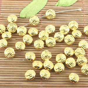 30pcs gold-tone flower spacer beads h0216