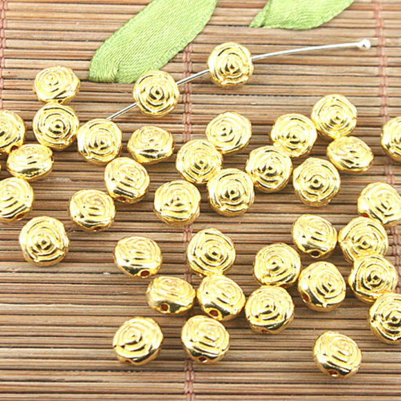30pcs gold-tone flower spacer beads h0216