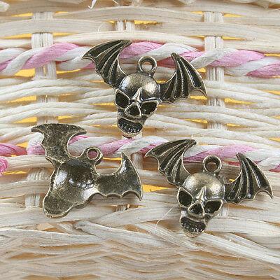 12pcs antiqued bronze skull design pendant charm G706