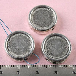 4pcs Tibetan silver round 2sided spacer cabochon settings h0405