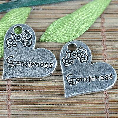 6pcs tibetan silver color heart shaped Gentleness charms EF0348