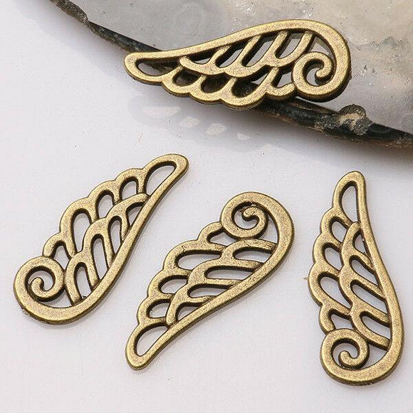 16pcs antiqued bronze color crafted hollow angel wing design  EF3494