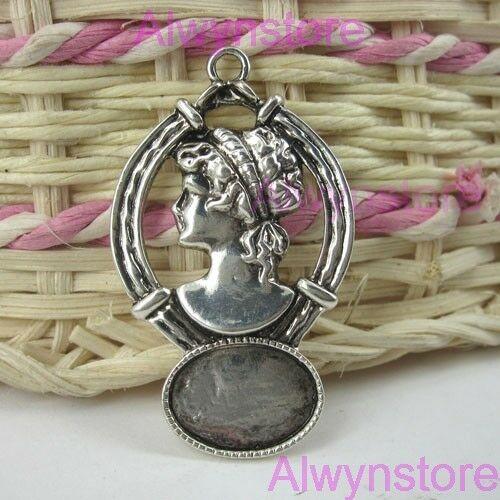 5pc antiqued Silver Embossed VictorianCameo Pendant G56