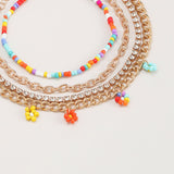 Fashion Jewelry Colorfull Floral measle Diamond anklets 4pcs /set