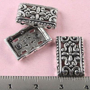 14pcs Tibetan silver retangle crafted pattern 3holes cover charms h0351