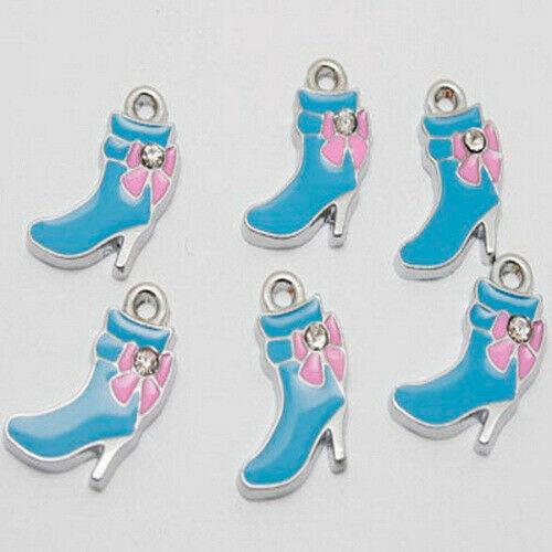 6pcs enamel zircon high heels charms/pendants w1002
