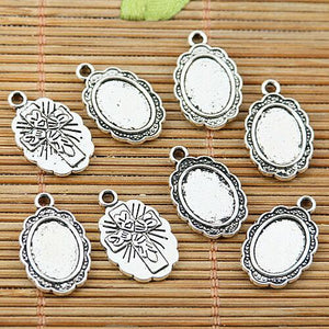 16pcs tibetan silver tone cross pattern back cabochon settings EF1922