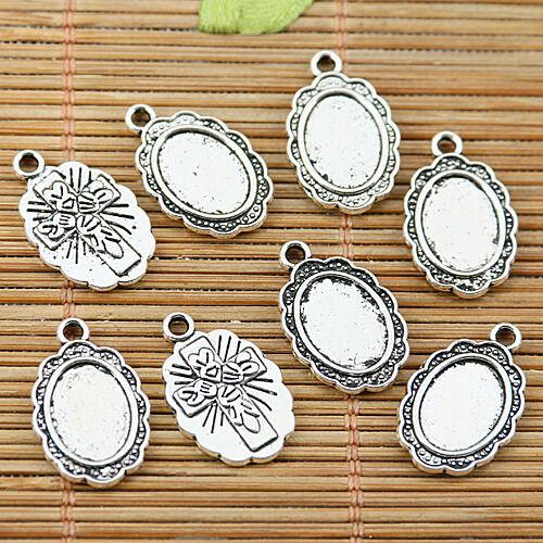 16pcs tibetan silver tone cross pattern back cabochon settings EF1922