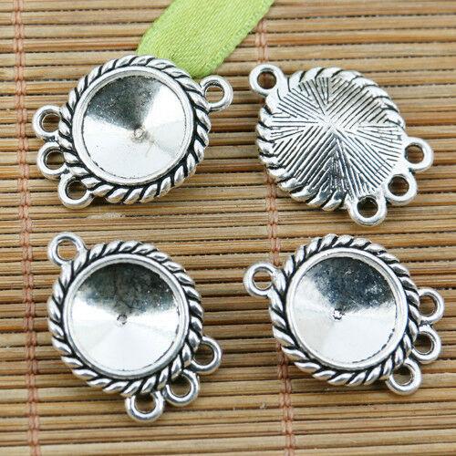 6pcs tibetan silver color cameo textured back connector EF2302