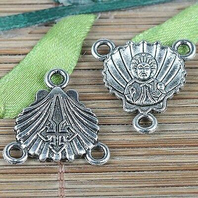18pcs tebetan silver 3holes shell shaped religious connectors EF0227