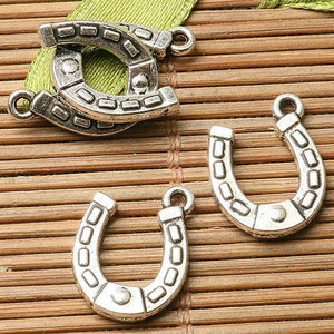 40pcs dark silver color 2sided  U shaped horse shoe design charms  EF2761