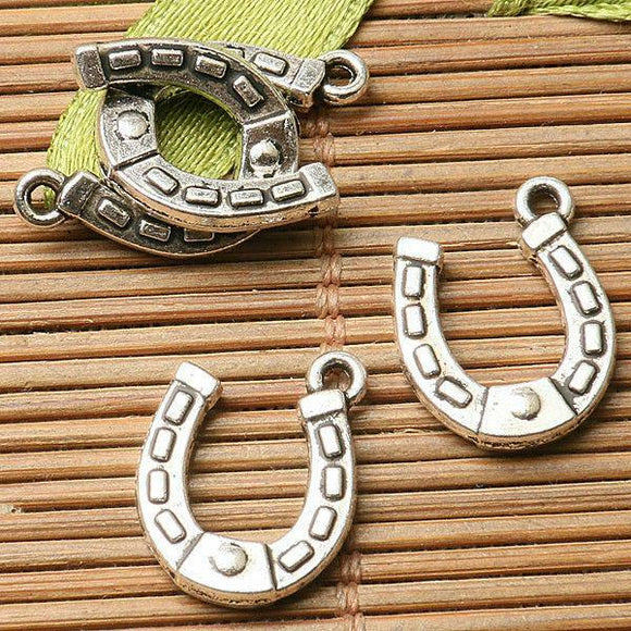 40pcs dark silver color 2sided  U shaped horse shoe design charms  EF2761