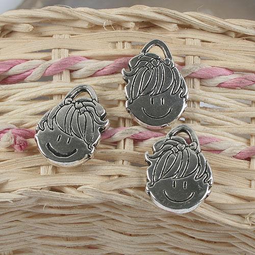 5pcs antiqued silver two sides girl  pendant G887