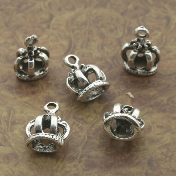 4pcs Tibetan Silve crown charm pendants X0201