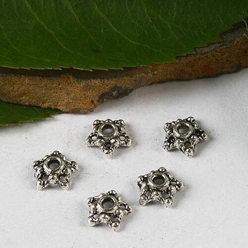 100pcs Tibetan silver flower design beads caps charms h2998