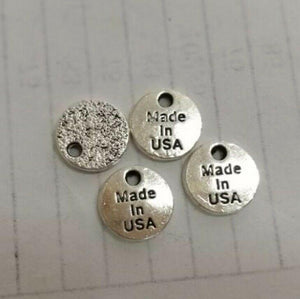 40pcs Tibetan silver color round Made in USA lettering design  charms  h0977