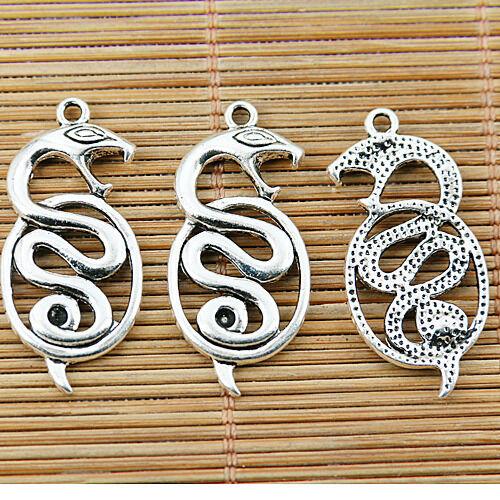 10pcs tibetan silver color snake design charms EF1445