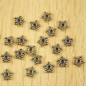 100pcs dark gold-tone studded star spacer beads h2312