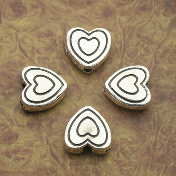 14pcs Tibetan Silve heart Spacer bead Findings X0152