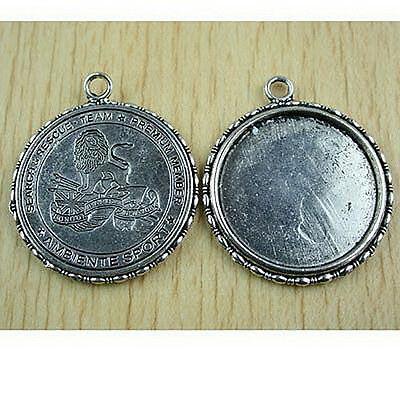 2pcs Tibetan silver COLOR lion pattern round picture frame h0403