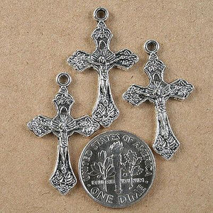 20pcs Tibetan Silver color crucifix charms h3872