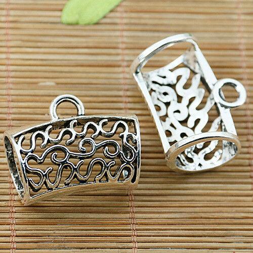 2pcs Tibetan silver tube bail connectors EF1333