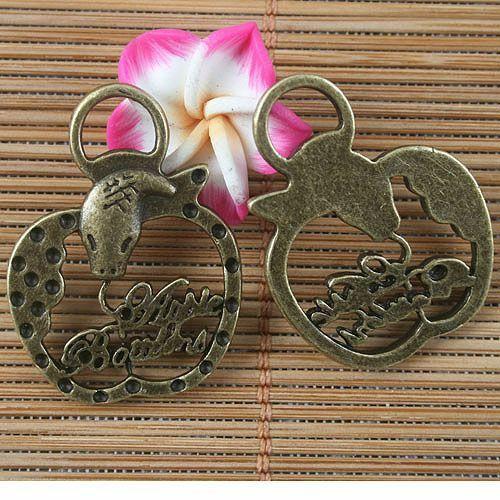 5pcs antiqued bronze snake apple shape pendant G1566