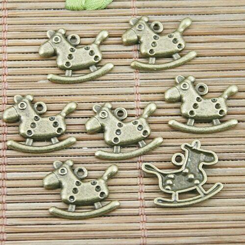 20pcs antiqued bronze color little rocking horse design charms EF1243