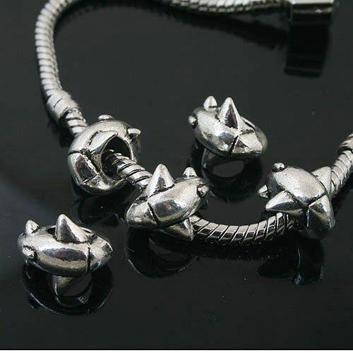 18cs Tibetan Silver dolphin spacer Beads Fit European Bracelet l0111