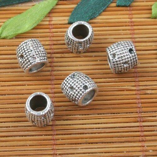 10pcs tibetan silver tone 2sided European Beads fit bracelet L0173